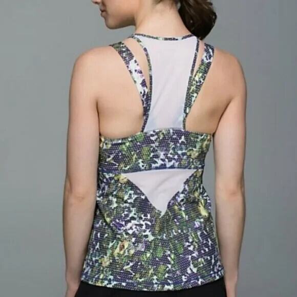 Lululemon Running In The City Tank | Size 4 | Floral Print | Mesh Racerback Top - Picture 2 of 9